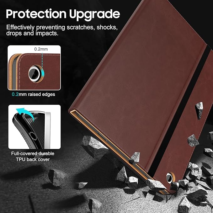 OKP Case for Samsug Galaxy Tab A9+ Plus 11 inch 2024(SM-X210/X216/X218), PU Leather Folio Cover with Multi-Angle Stand//Pen Holder, Auto Wake/Sleep Case for Galaxy A9+ 11" Tablet (Brown)