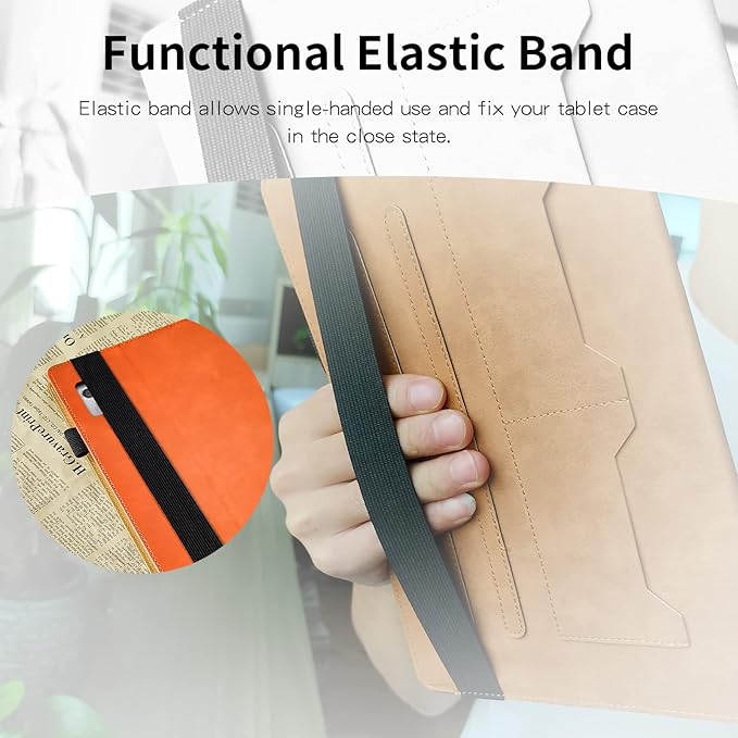 for Lenovo Tab M9 Case 9.0 inch (TB-310FU, 2023 Released) Business PU Leather Multi-Angle Stand Flip Case with Pencil Holder Card Slot for Lenovo Tab M9 9" Android Tablet-Orange