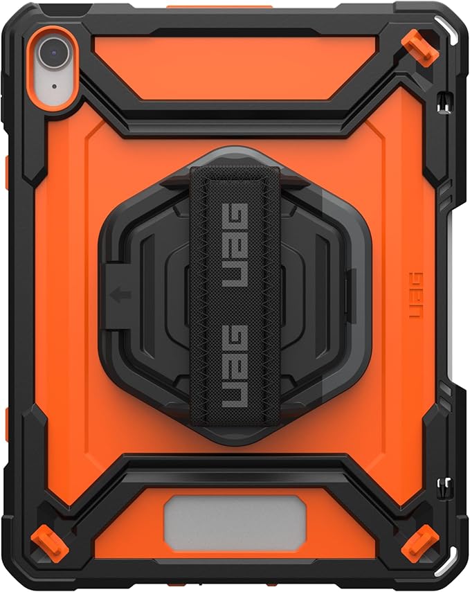 URBAN ARMOR GEAR UAG Designed for iPad 11" A16 11th Gen 2025, 10.9" 10th Gen 2022 Case w/Built-in Screen Protector A3354 A3355 Rugged Protective Cover w/Kickstand & Hand Strap, Plasma Orange/Black