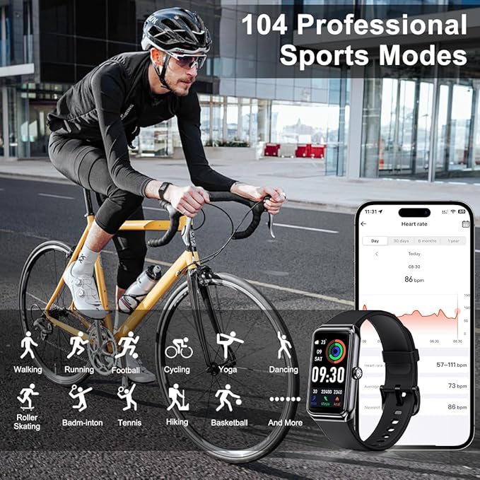 Fitness Tracker- Smart Watch with 1.47" Health Activity Trackers 24/7 Heart Rate,Stress Management, Monitor Blood Oxygen, Sleep Tracking Fitness Watch for Android iPhone Women Men (Black)