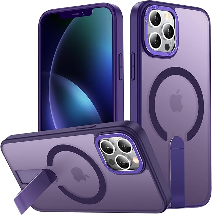 for iPhone 14 Pro Max Case with Kickstand, Compatible with MagSafe, [Invisible Stand] Anti-Slip Shockproof Military-Grade Protection, Magnetic Phone Case for iPhone 14Pro Max, Purple