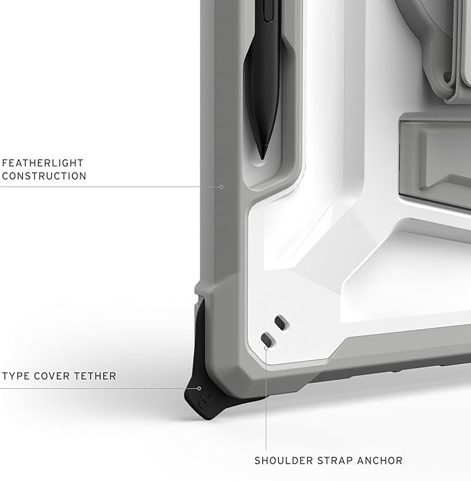 URBAN ARMOR GEAR UAG Designed for Microsoft Surface Pro 1st Edition 12" Case - Rugged Protective Cover with Multi-Angle Kickstand Pen Holder Hand Strap & Shoulder Strap, Plasma Healthcare White/Grey