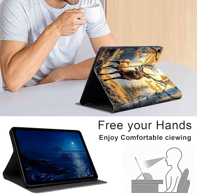 Case for Samsung Galaxy Tab A9+/A9 Plus 11” 2023 Model (SM-X210/X216/X218), Slim PU Leather Stand Cover with Auto Wake/Sleep, Multi-Angle Viewing & Shockproof, Autumn Deer