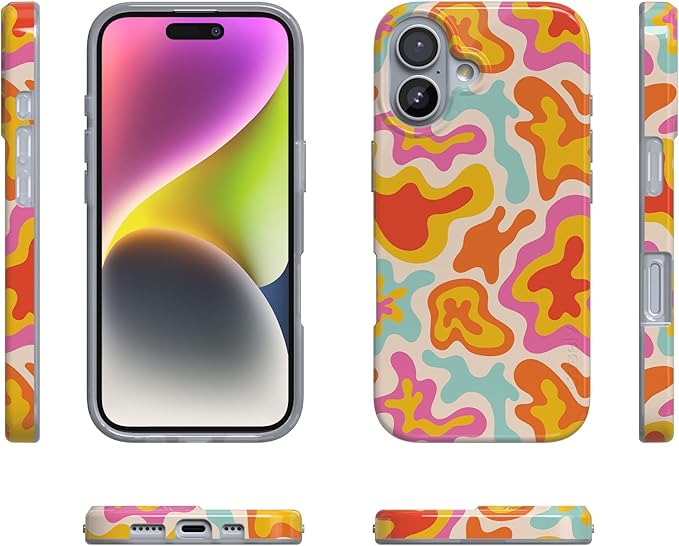 Casely iPhone 17 Case | Tropical Color Splash | Abstract Retro | Compatible with MagSafe | Classic Ultra Slim Design