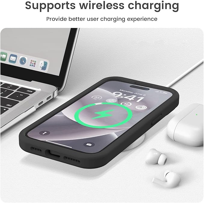 Vooii Compatible with iPhone 15 Pro Case, Upgrade Defender Liquid Silicone, [Enhanced Camera Protection] [Soft Anti-Scratch Microfiber Lining] Shockproof Phone Case for iPhone 15 Pro 6.1 inch - Black