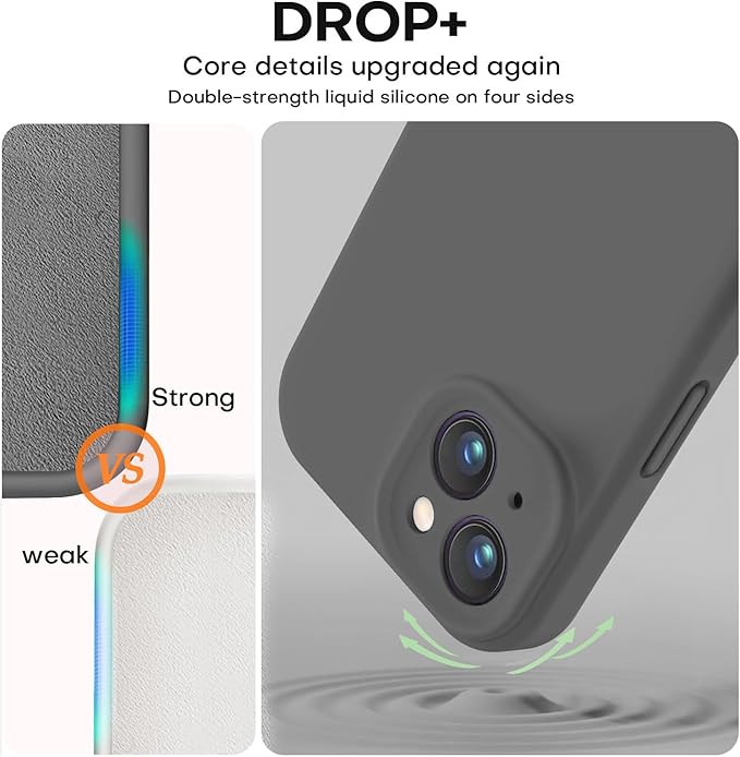 Vooii Compatible with iPhone 13 Case, Liquid Silicone Upgrade [Camera Protection] [Soft Anti-Scratch Microfiber Lining] Shockproof Phone Case for iPhone 13 6.1 inch - Dark Grey