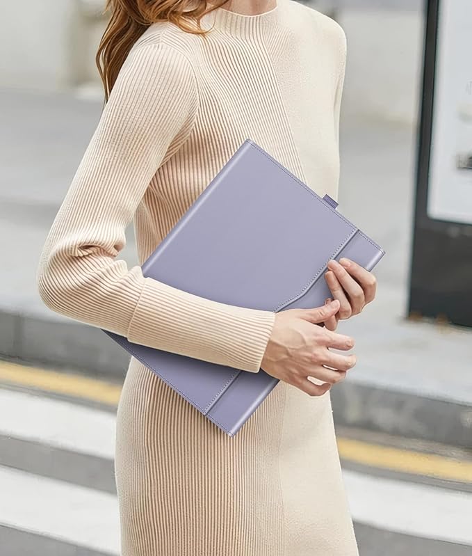 Fintie Protective Case for Microsoft Surface Pro 12 Inch (2025), Multi-Angle Viewing Portfolio Business TPU Back Cover with Pocket & Stylus Holder, Compatible with Type Cover Keyboard (Lilac Purple)