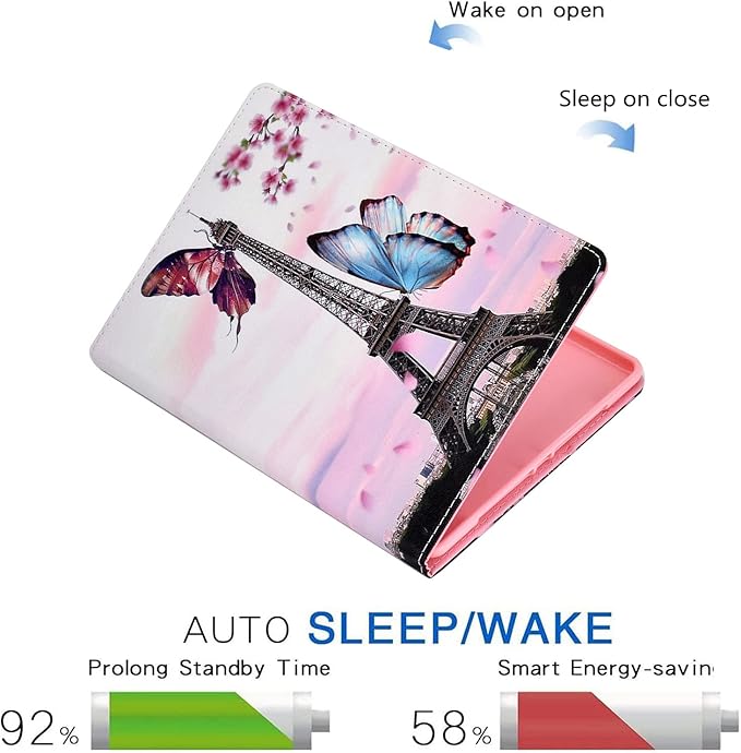 DTangLsm Case for Samsung Galaxy Tab A9 Plus/ A9+ 11 inch 2023 (SM-X210/X216/X218) Multi-Angles Viewing PU Leather Folio Stand Cover for Galaxy Tab A9+ Case with Pencil Holder, Eiffel Tower
