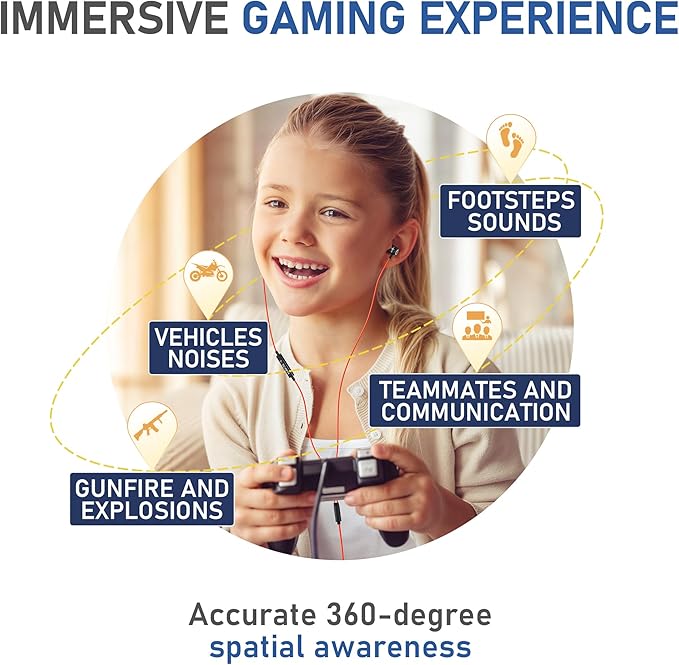 LUDOS Clamor Wired Earbuds in-Ear Headphones, 5 Years Warranty, Earphones with Microphone, Noise Isolating Ear Buds, Memory Foam for iPhone, Samsung, School Students, Kids, Women, Small Ears - Coral