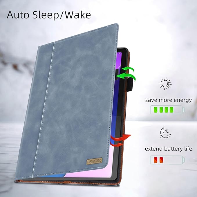 Case for Lenovo Tab M10 Plus 10.6 2022 Released, Multi-Angle Viewing Smart Cover with Pocket, Business PU Leather Flip Stand Cover with Card Slot -Gray