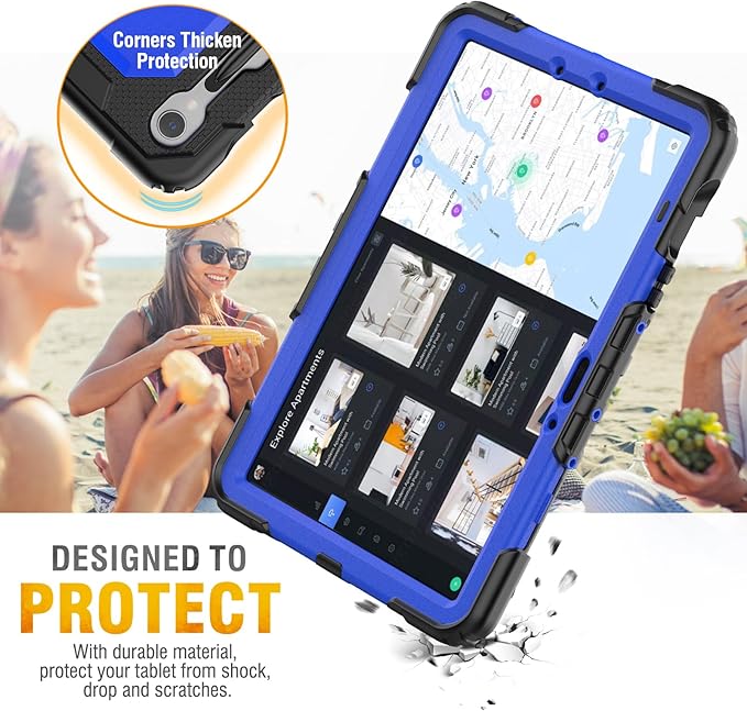 HXCASEAC Case for Samsung Galaxy Tab S10 Lite / S10 FE / S9 FE 5G 10.9 inch, Shockproof Design with Screen Protector/Hand Strap/S Pen Holder, Protective Samsung Galaxy S10 Lite Tablet Case, Blue