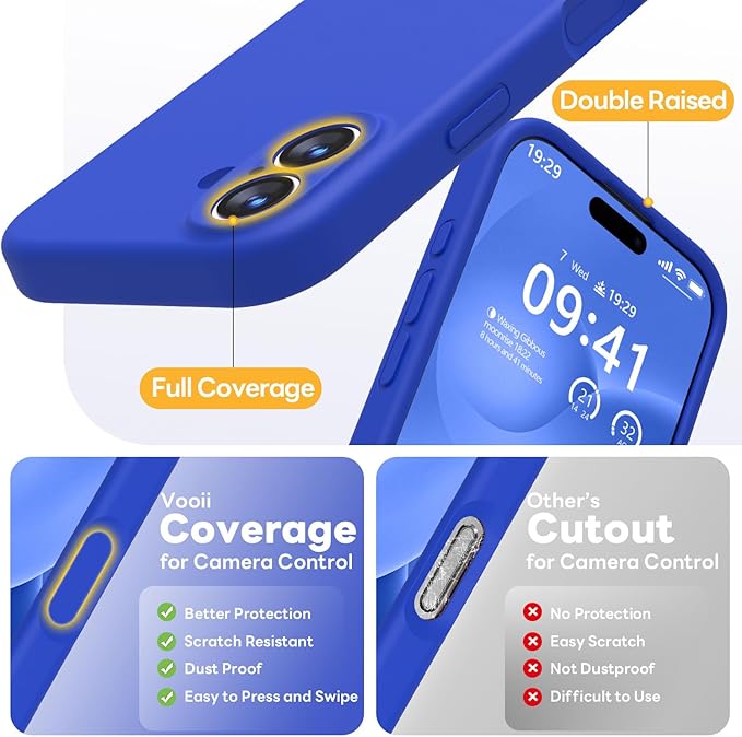 Vooii Magnetic Compatible with iPhone 17 Case (Compatible with Magsafe) (Upgraded Camera Protection) Liquid Silicone Shockproof Full Body Protective Phone Cover for Women Men, Klein Blue, 6.3"