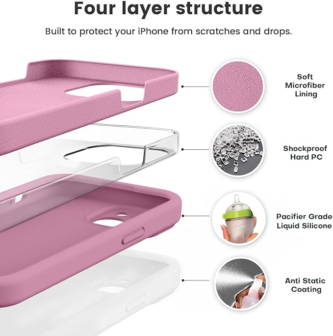 Vooii Compatible with iPhone 13 Case, Liquid Silicone Upgrade [Camera Protection] [Soft Anti-Scratch Microfiber Lining] Shockproof Phone Case for iPhone 13 6.1 inch - Lavender Purple