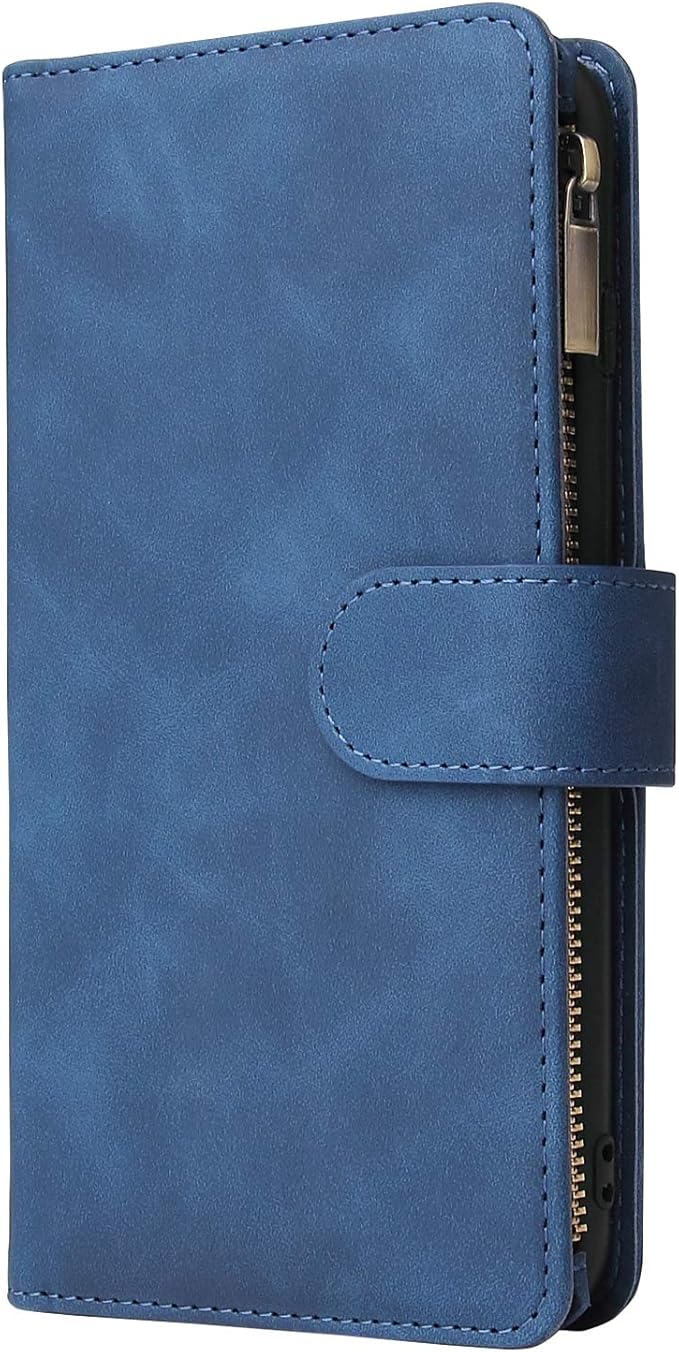 Asuwish Compatible with iPhone 15 6.1 inch Wallet Case Tempered Glass Screen Protector and Leather Flip Cover Card Holder Stand Cell Phone Cases for iPhone15 5G i i-Phone i15 15Case Women Men Blue