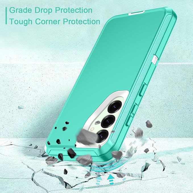 for Samsung Galaxy S25 Case Heavy Duty Protective Shockproof Dropproof 3-Layer Full Body Protection [Without Screen Protector] Tough Rugged Case for Galaxy S25,Teal/White