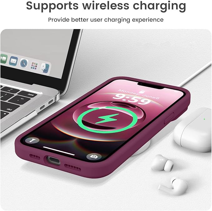 Vooii Compatible with iPhone 16e Case, Liquid Silicone Upgrade [Camera Protection] [Soft Anti-Scratch Microfiber Lining] Shockproof Phone Case for iPhone 16e 6.1 inch - WineRed