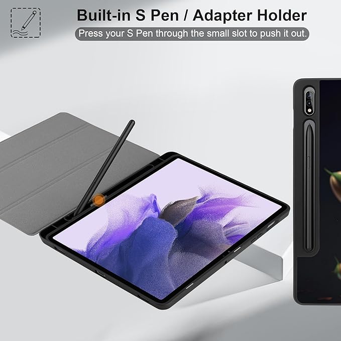 Case for Samsung Galaxy Tab S8 2022 & S7 2020, Shockproof Tablet Case for Samsung Tab S8/S7 11 inch with Auto Sleep/Wake & Trifold Stand & Soft TPU Back Cover, Water Flower