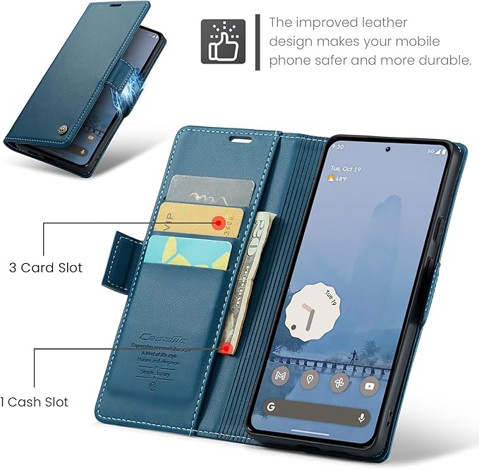 for Google Pixel 9 Pro XL Case, Premium PU Leather Wallet Case Flip Cover with [RFID Blocking][Card Holder][Stand Function] Shockproof Protective for Google 9 Pro XL, Blue
