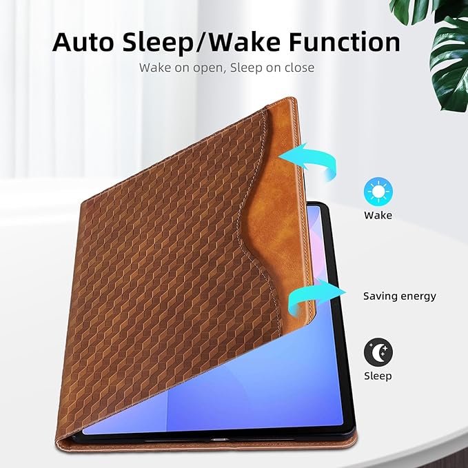 Case for Samsung Galaxy Tab S10 Fe Plus 13.1" 2025, PU Leather Folio Business Protective, Multi-Angle Viewing Stand with Front Pocket, Hand Strap for Galaxy S10 FE+ Brown