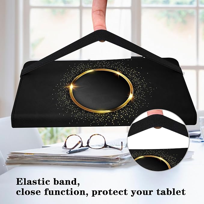 Case for Lenovo Tab M9 Cover 9.0 inch (TB-310FU,2023 Released),PU Leather Flip Stand Case with Elastic Band for Lenovo Tab M9 Tablet - Gold Hoop