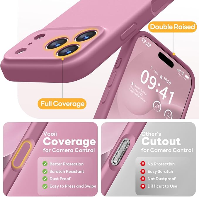 Vooii Magnetic Compatible with iPhone 17 Pro Max Case (Compatible with Magsafe) (Upgraded Camera Protection) Liquid Silicone Shockproof Full Body Protective Phone Cover for Women Men, Lavender Purple