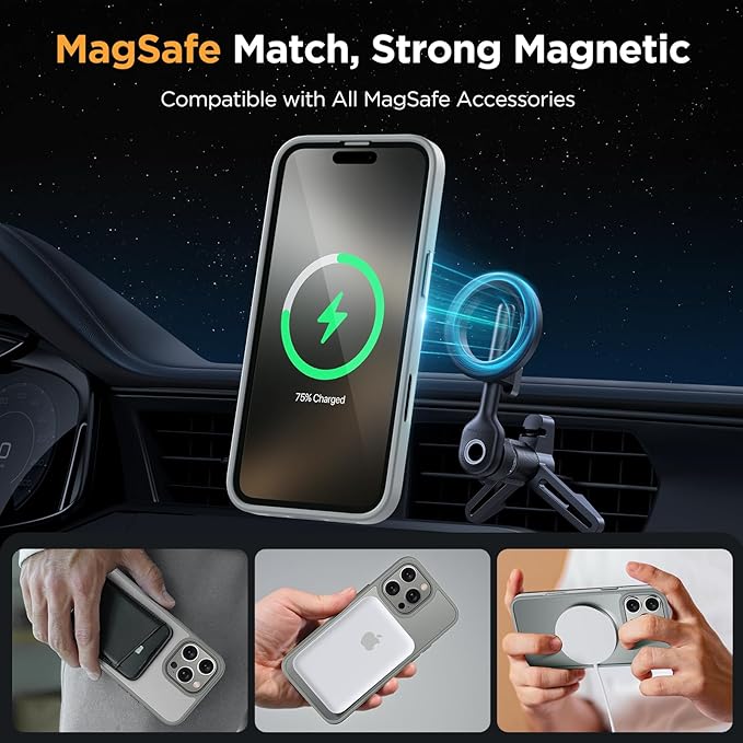 Miracase Magnetic Series for iPhone 16 Pro Case [Compatible with MagSafe] [with 2X Screen Protectors] Military-Grade Protection, Anti-Fingerprint, Slim Phone Case for 16 Pro 6.3 inch - Gray