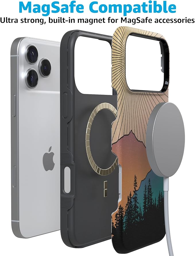 Casely iPhone 17 Pro Case | Golden Hour | Mountain Sunset | Compatible with MagSafe | Bold Protective Design