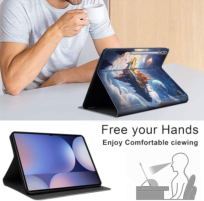 Case for Samsung Galaxy Tab S10 Ultra/Galaxy Tab S9/S8 Ultra 14.6-Inch, Slim PU Leather Stand Cover with Auto Wake/Sleep, Multi-Angle Viewing & Shockproof, Floating Castle