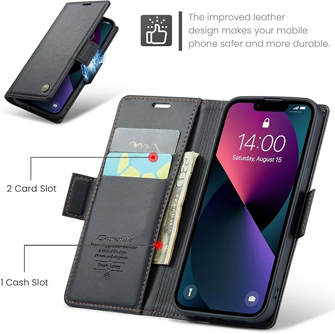 for iPhone 13 Mini Case, Premium PU Leather Wallet Case Flip Cover with [RFID Blocking][Card Holder][Stand Function] Shockproof Protective for iPhone iPhone 13 Mini 5.4 inch, Black