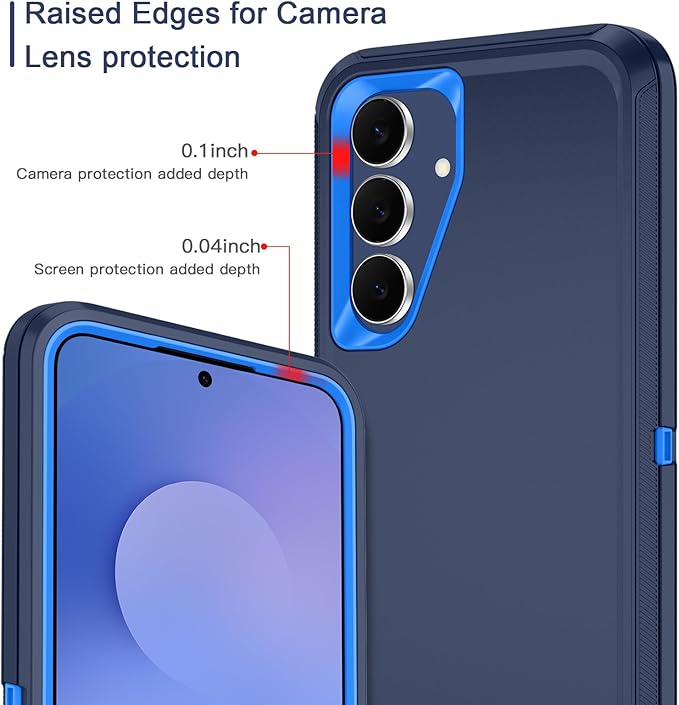 for Samsung Galaxy S25 FE Case Heavy Duty Protective Shockproof Dropproof 3-Layer Full Body Protection [Without Screen Protector] Tough Rugged Case for Galaxy S25 FE,Navy Blue