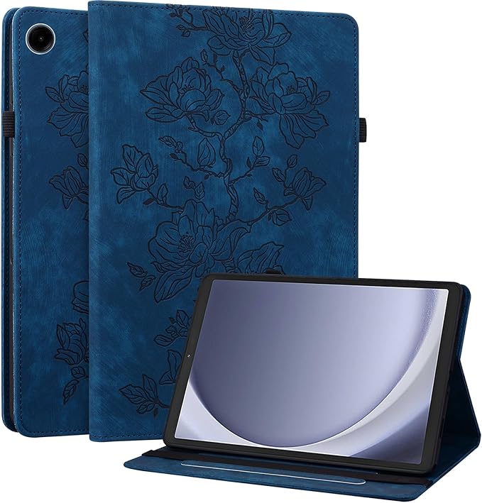 Case for Samsung Galaxy Tab A9 8.7 Inch 2023, Slim PU Leather Folio Cover with Multi-Angle Stand and Pen Holder, Blue