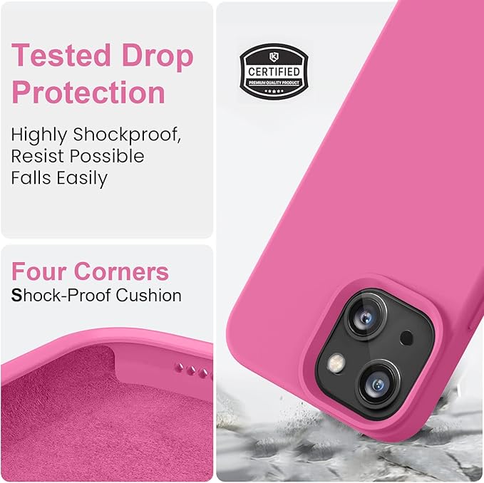 Vooii Compatible with iPhone 14 Case,[Silky Touch Premium Liquid Silicone] [Soft Anti-Scratch Microfiber Lining], Ultra Slim Shockproof Protective Case for iPhone 14 - Pitaya