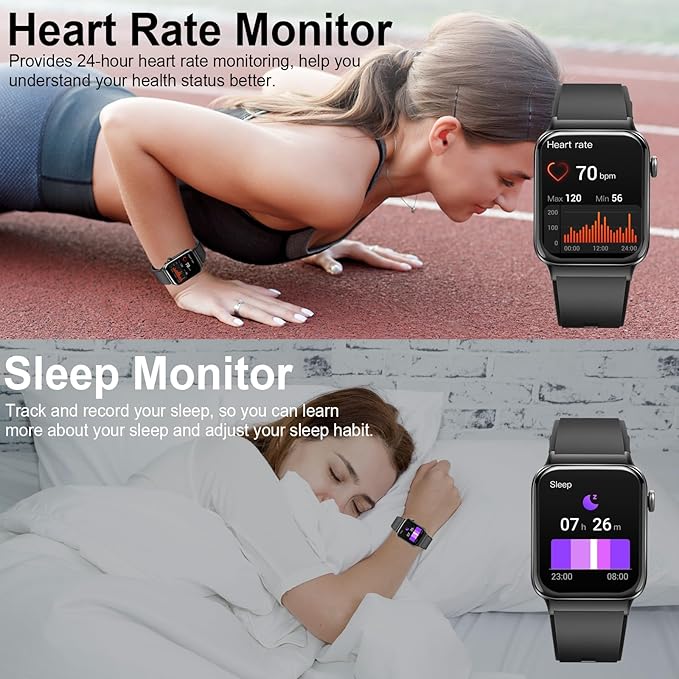 Smart Watch for Men Women, Fitness Tracker Heart Rate Monitor, 1.85" Touch HD Smartwatch for Android iOS IP68 Swimming Waterproof for 100+ Sport Modes, Sleep Tracking, Step Pedometer Calories Tracker