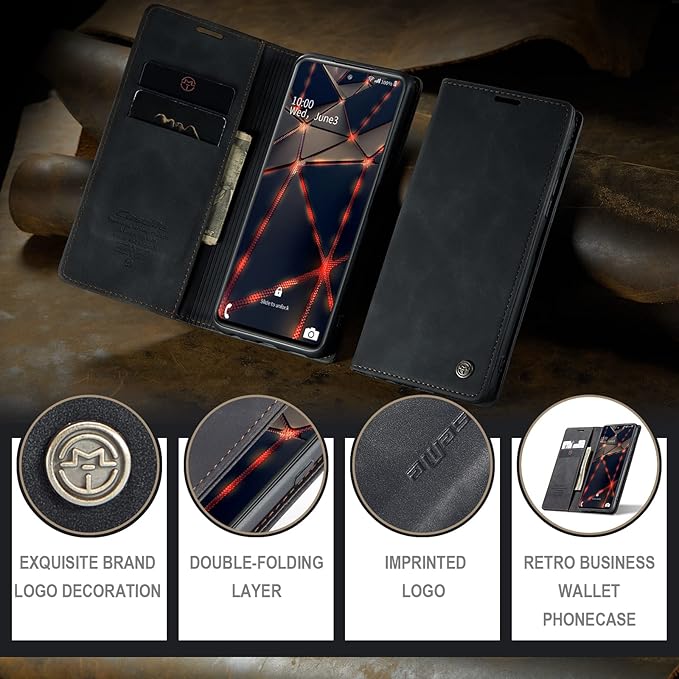 for Samsung Galaxy S20 FE Case, Flip Wallet Leather Case with Card Holder Magnetic Closure Shockproof Kickstand Protective Phone Cases Cover for Samsung S20 FE,Black