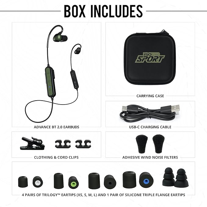 ISOtunes Sport ADVANCE BT 2.0 Shooting Ear Protection for Gun Range - Bluetooth Hearing Protection for Shooters, 26 dB Noise Reduction (NRR) Bluetooth Ear Protection, Electronic Shooting Ear Buds