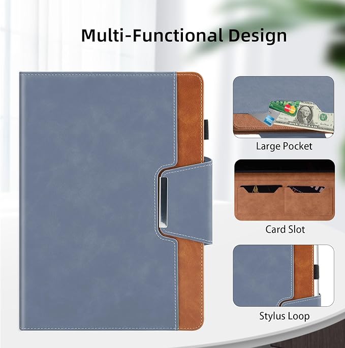 Case for Lenovo Tab M11 (TB-330FU/TB-331FC)/Tab K11 LTE 11 Inch 2024 - Multi-Angle Viewing Stand Cover with Pocket, PU Leather Folio Case with Magnetic Clasp, Auto Wake/Sleep Smart Tablet Cover, Gray