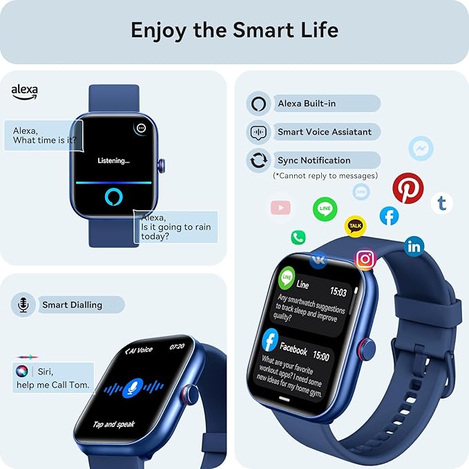 Smart Watch for Women Men, Smartwatch for iPhone & Android Bluetooth (Answer/Call) Built-in Alexa, 1.91" HD Fitness Tracker with 105+ Sport Modes, IP68 Waterproof, Sleep/Heart Rate/SpO2/Stress Monitor