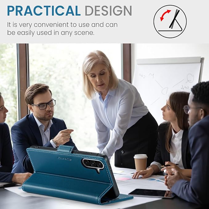 for Samsung Galaxy A36 5G Case, Premium PU Leather Wallet Case Flip Cover with [RFID Blocking][Card Holder][Stand Function] Shockproof Protective for Samsung Galaxy A36, Blue