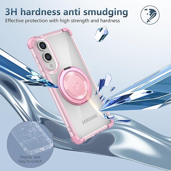 for Samsung Galaxy S25 Edge Case Compatible with MagSafe Magnetic,with Screen Protector,Built-in Kickstand Ring Military Grade Drop Heavy Duty Protection Shockproof for S25Edge Phone Case Pink
