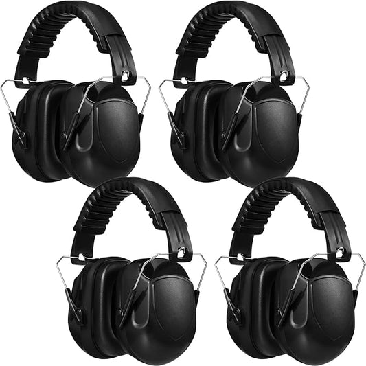 4 Pack NRR 28dB Safety Ear Muffs, Foldable Noise Reduction Safety Ear Protection Adult Noise Cancelling Earmuffs for Shooting