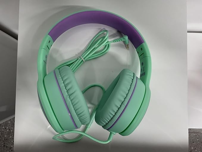 RORSOU R10 Over-Ear Headphones with Microphone Lightweight Folding Stereo Bass Headset with 1.5M No-Tangle Cord Portable Wired Headphones for Smartphone Tablet Computer Green