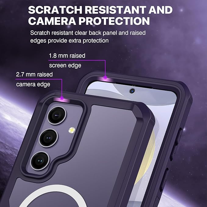 CENHUFO Magnetic Privacy for Samsung Galaxy S24 Case, Full Body Phone Case with Built-in Privacy Screen Protector and Camera Lens Protector, Anti Peep Shockproof Bumper Clear Protective Cover -Purple