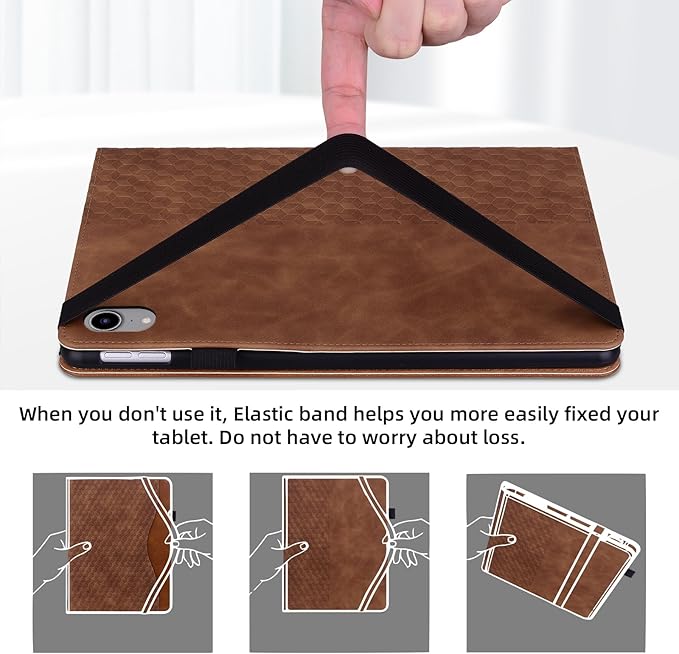 Case for Samsung Galaxy Tab A7 Lite 8.7 inch 2021 PU Leather Multi-Angle Viewing Stand with Card Pocket, Brown