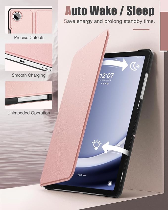 MoKo Case for Samsung Galaxy Tab A9 Plus 11-Inch 2023, Multi-Angle Viewing Slim Hard Back Shell Protective Cover Case with Auto Wake/Sleep for Galaxy Tab A9+ Tablet SM-X210/SM-X216/SM-X218, Rose Gold