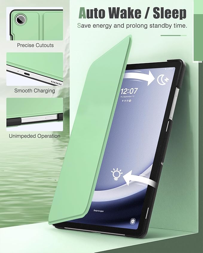 MoKo Case for Samsung Galaxy Tab A9 Plus 11-Inch 2023, Multi-Angle Viewing Slim Hard Back Shell Protective Cover Case with Auto Wake/Sleep for Galaxy Tab A9+ Tablet SM-X210/SM-X216/SM-X218, Green