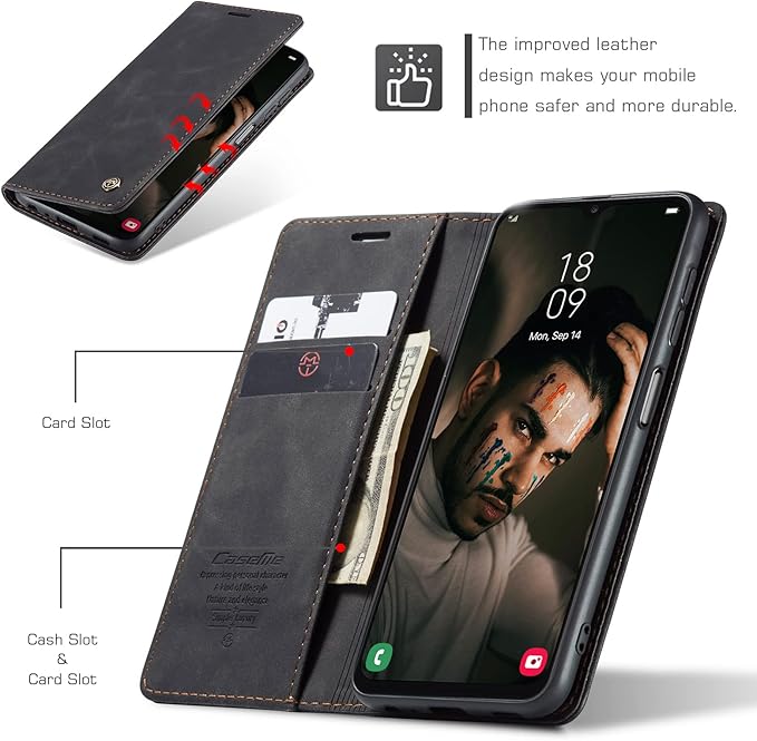 for Samsung Galaxy A13 4G/5G Case, Flip Wallet Leather Case with Card Holder Magnetic Closure Shockproof Kickstand Protective Phone Cases Cover for Samsung Galaxy A04s,Black