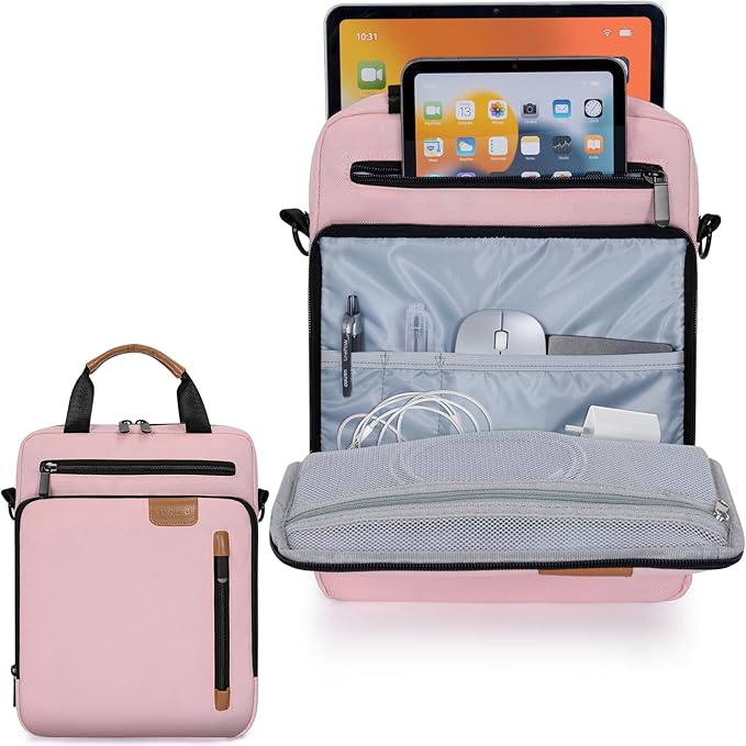 9-11 Inch Tablet Sleeve Bag,Padded Protective Travel Carrying Case for iPad Pro M4 11", iPad Air M2 5/4th 10.9", Air 3th 10.5", iPad 10th 10.9", 9/8/7th 10.2", Samsung Tab A9+/A8/A7/S8/S7, Pink