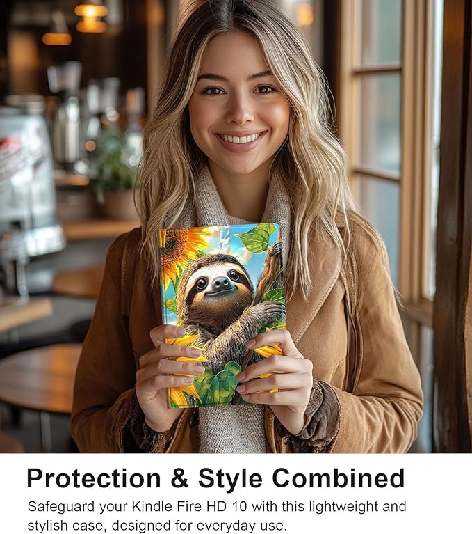 Case for Samsung Galaxy Tab A9 8.7-Inch 2023, Slim PU Leather Stand Cover with Auto Wake/Sleep, Multi-Angle Viewing & Shockproof, Cute Sloth