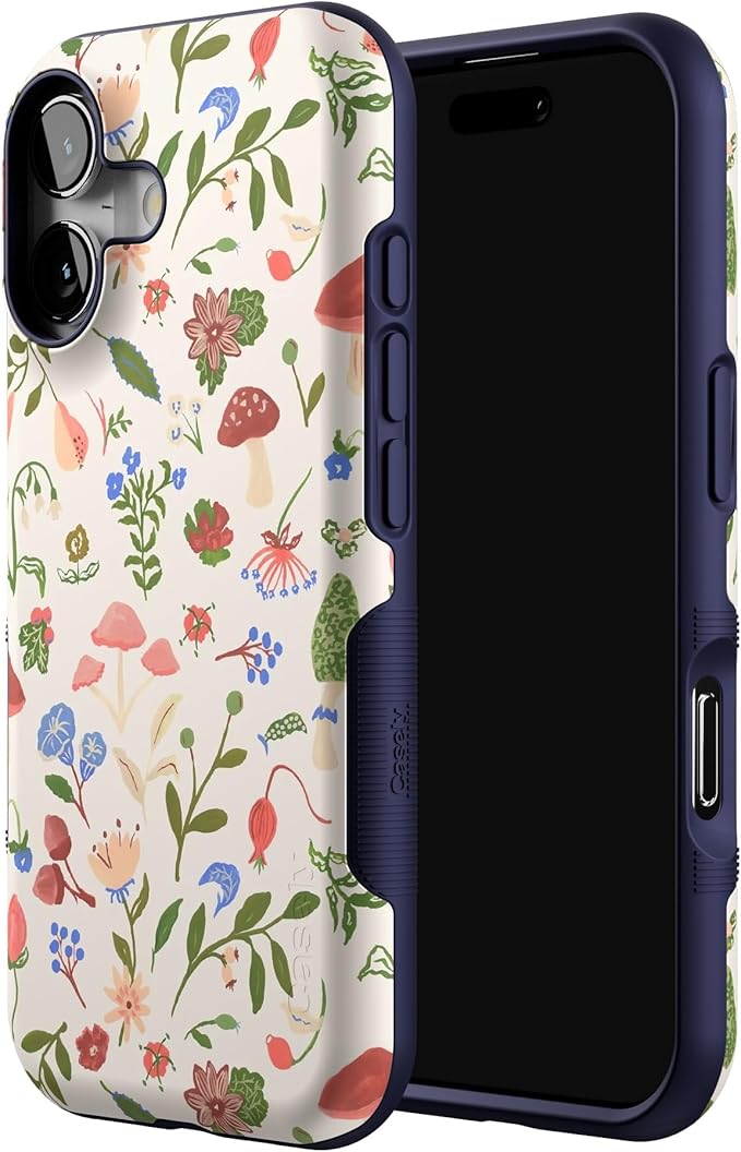 Casely iPhone 17 Case | Garden Party | Mushroom Floral | Bold Protective Design | Compatible with MagSafe
