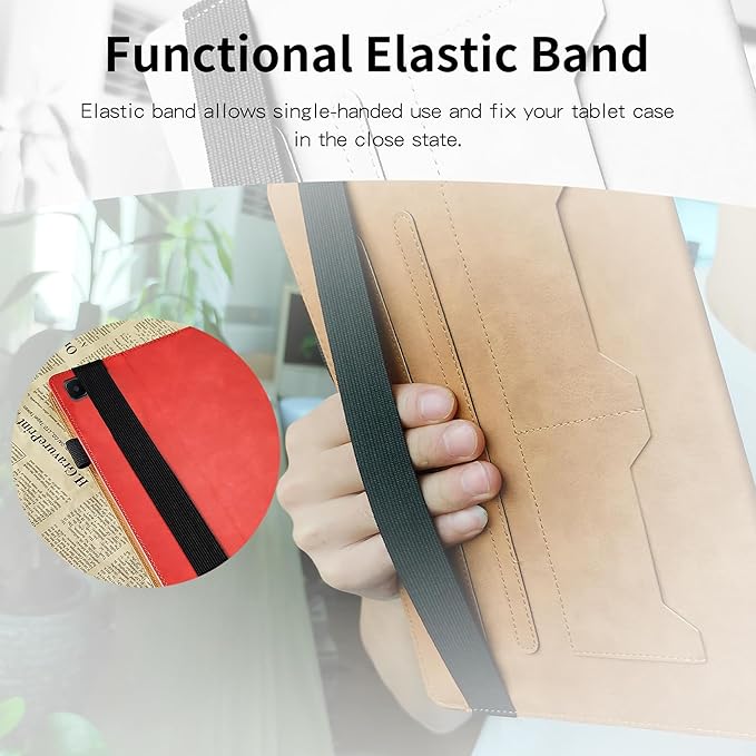 Case for Samsung Galaxy Tab A7 10.4'' 2022/2020 (Model SM-T500/503/505/507 Bussiness Premium Slim PU Leather Stand Folding Folio Cover with Card Slot Pen Holder-Red